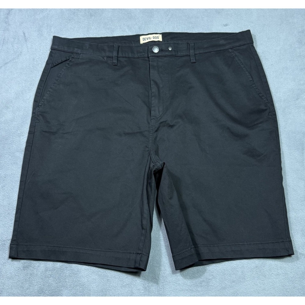 Devil Dog Chino Shorts Mens 40 Black Dungarees Stretch Black 9" Inseam Gorpcore
